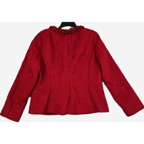 Chico's ~Woman 2(L)~ Red Textured Fabric Blazer Party to Office Wear Jacket. - Picture 15 of 15